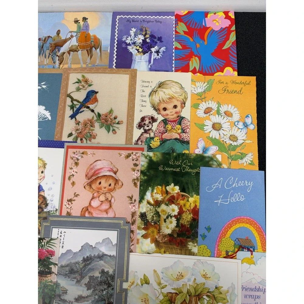 Vintage Thinking of You Cards Fronts ONLY Scrapbooking Crafts Lot of 50+